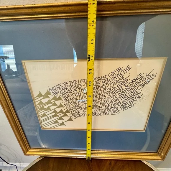 Framed Michael Podesta Art with Gold Wood Frame “Praise Ye The Lord” Psalm 150 - Picture 8 of 10